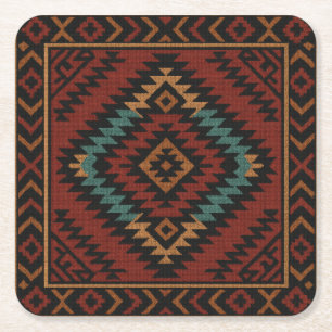 Zapotec Folk Art Geometric Diamond Paper Coaster