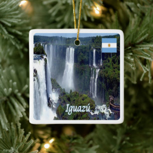 zAR029 IGUAZU FALLS, Argentina, America, Ceramic Ornament
