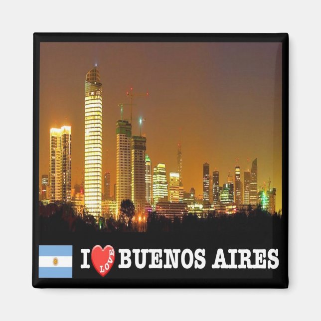 zAR039 BUENOS AIRES I Love, By Night, Fridge Magnet (Front)