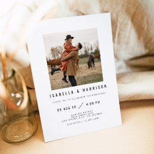 ZARA Simple Modern Minimalist Square Photo Wedding Invitation