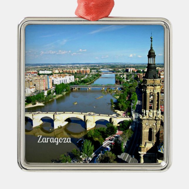 Zaragoza, Spain scenic photograph,   Metal Ornament (Front)