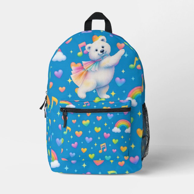 Zarah Dancing Polar Bear Print Cut Sew Bag (Front)