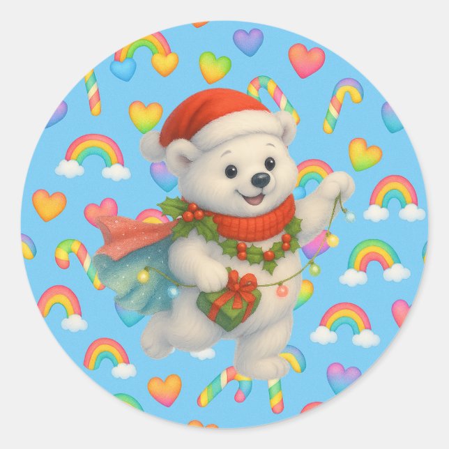 Zarah the Dancing Polar Bear Holiday Sticker  (Devant)