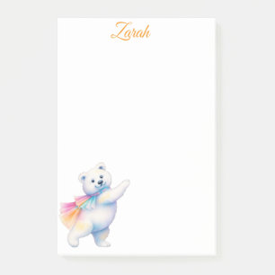 Zarah the Dancing Polar Bear Personalized Post-it Notes