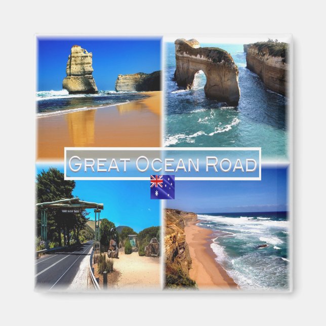 zAU009 GREAT OCEAN ROAD, Mosaic, Australia, Fridge Magnet (Front)