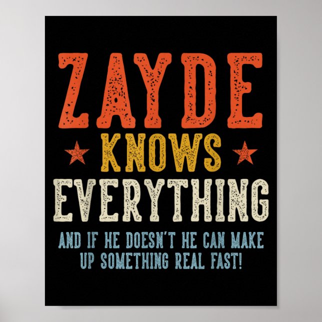 Zayde knows everything father's day retro vintage  poster (Front)