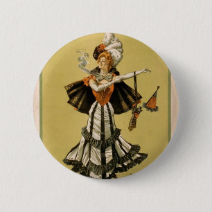 Zaza, 'Mrs Leslie Carter' Vintage Theatre 2 Inch Round Button