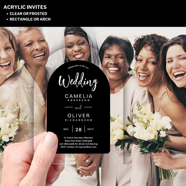 Zazzle Acrylic Wedding Invites Black White Bold  Invitations (Creator Uploaded)