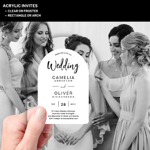 Zazzle Acrylic Wedding Invites Black White Bold Invitations