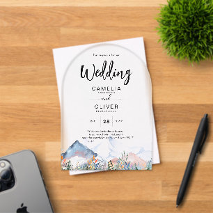 Zazzle Acrylic Wedding Invites Mountains Winter  Acrylic Invitations