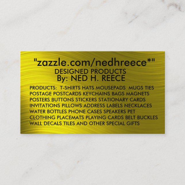 zazzle.com/nedhreece*" -BUSINESS CARD (Front)