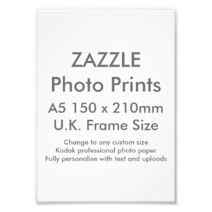 Zazzle Custom A5 Photo Print  UK Frame Size