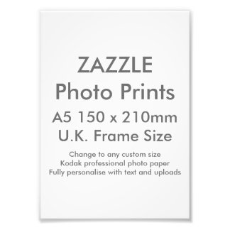 Zazzle Custom A5 Photo Print  UK Frame Size