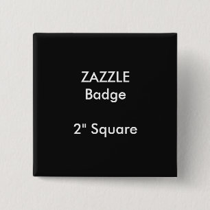ZAZZLE Custom Printed 2" Square Badge BLACK 2 Inch Square Button