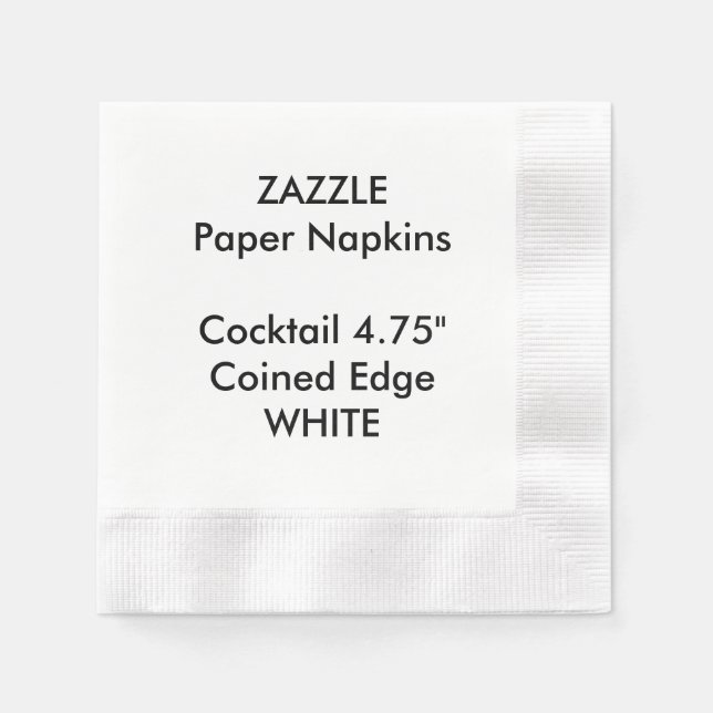 ZAZZLE Custom WHITE Coined Cocktail Paper Napkins (Front)
