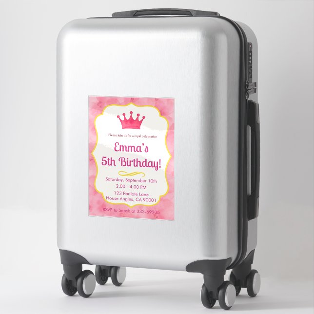 Zazzlemade Royal Kids Birthday Invitation Card (Suitcase)