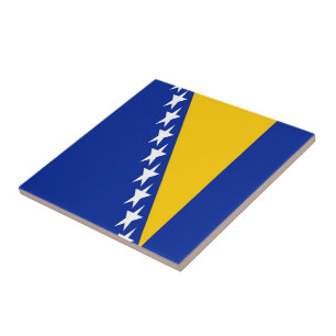 zBA001 BOSNIAN FLAG, Bosnia & Herzegovina, Tile