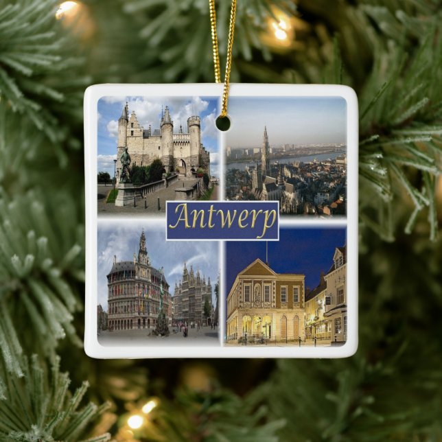 zBE008 ANTWERP Belgium, Ceramic Ornament (Tree)