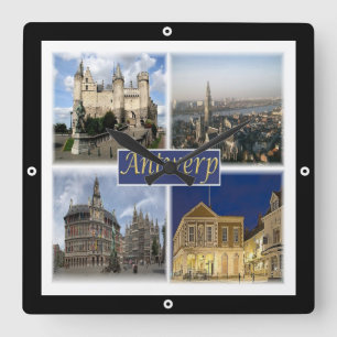 zBE008 ANTWERP Belgium, Square Wall Clock