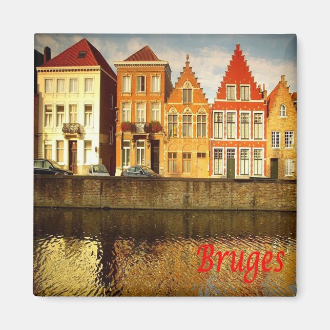 zBE043 BRUGES Houses Belgium, Fridge Magnet (Front)
