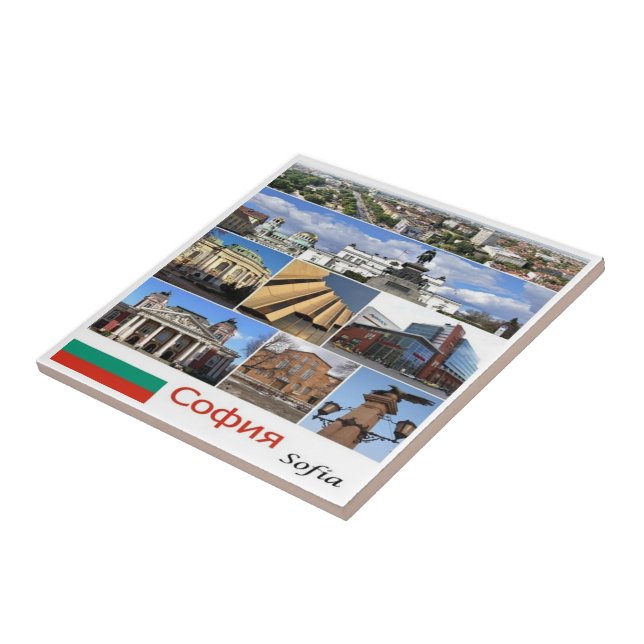 zBG009 SOFIA Bulgaria collage, Tile (Side)