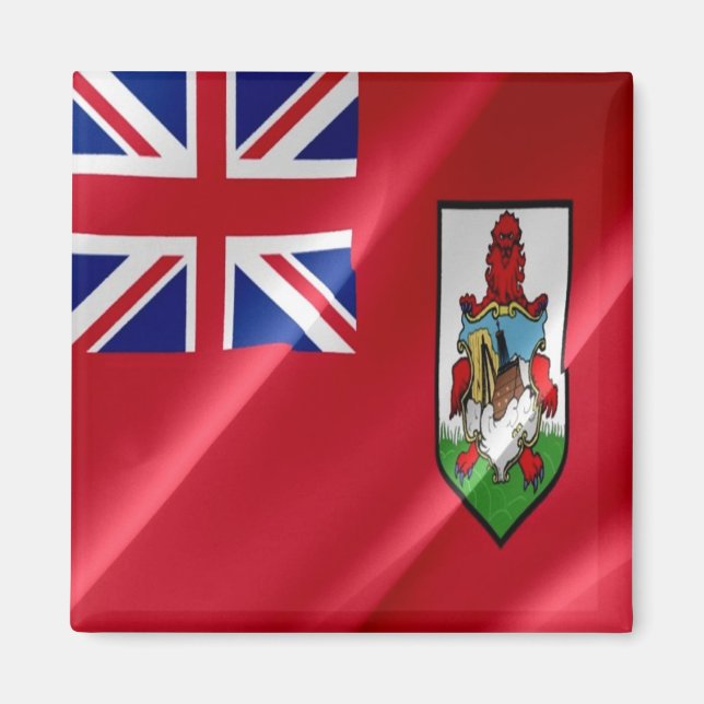 zBM002 BERMUDA, Waving Flag, America, Fridge Magnet (Front)