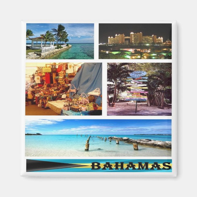 zBS005 BAHAMAS, Mosaic, America, Fridge Magnet (Front)