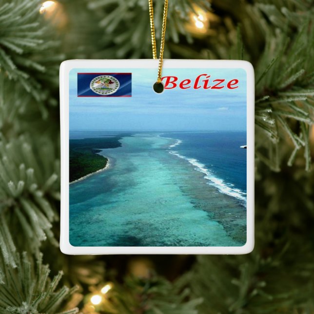 zBZ005 BELIZE Barrier Reef, America, Ceramic Ornament (Tree)
