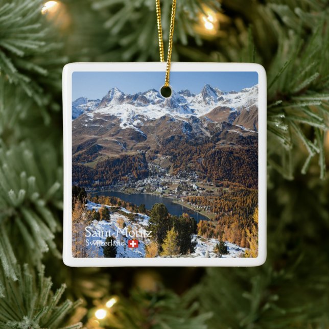 zCH018 SAINT-MORITZ Switzerland, Ceramic Ornament (Tree)