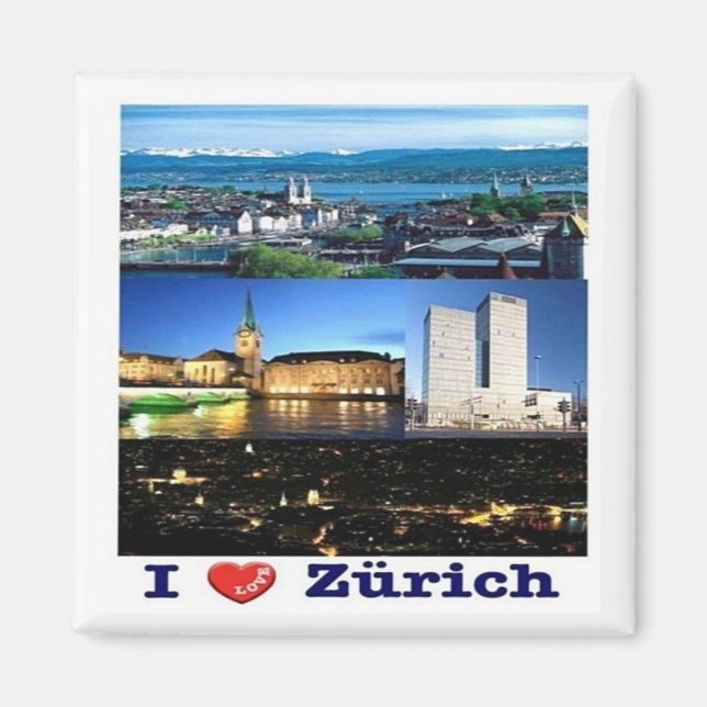 zCH037 ZURICH I Love Swiss - Fridge Magnet (Devant)