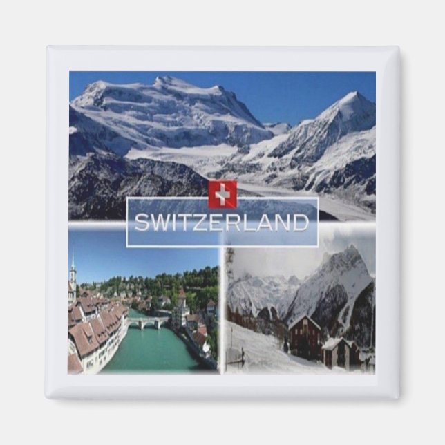 zCH052 SWISS SWITZERLAND Mosaic - Fridge Magnet (Front)