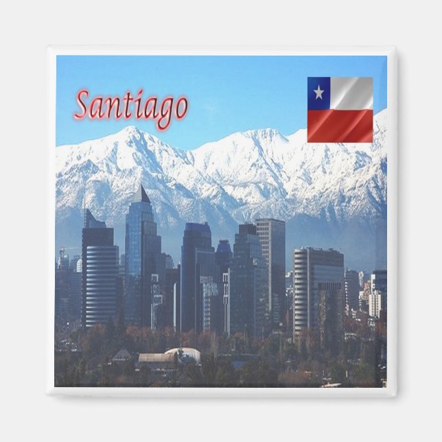 zCL018 SANTIAGO Skyline, America, Fridge Magnet (Front)