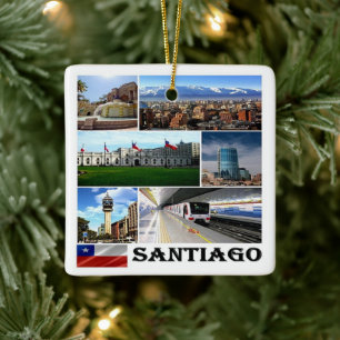 zCL021 SANTIAGO, Mosaic, Chile, America, Ceramic Ornament