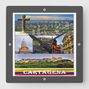 zCO07 CARTAGENA mosaic, Colombia, Square Wall Clock