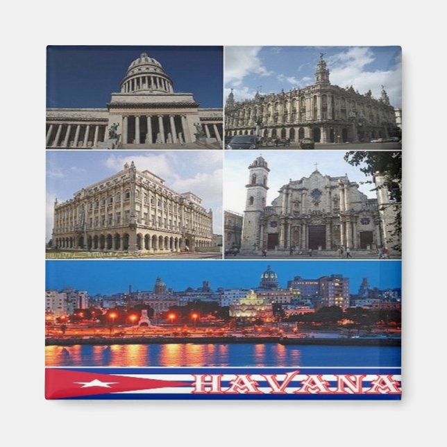 zCU013 HAVANA, Mosaic, Cuba, America, Fridge Magnet (Front)