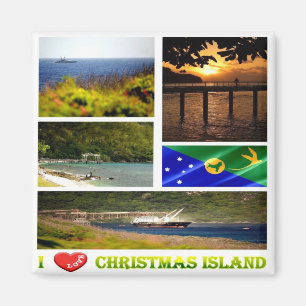 zCX003 CHRISTMAS ISLAND, I Love, Mosaic, Fridge Magnet