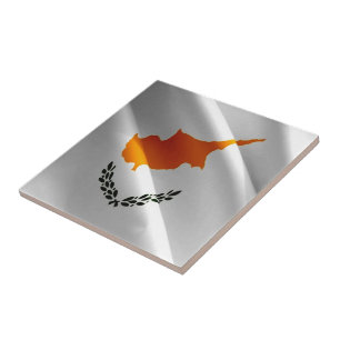 zCY002 waving CYPRIOT FLAG, Cyprus, Tile