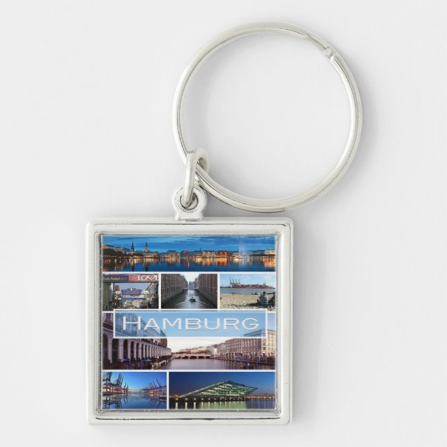 zDE003 mosaic of HAMBURG in Germany Europe, Keychain (Front)