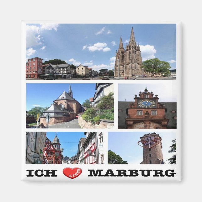 zDE102 MARBURG  I LOVE, Germany, Fridge Magnet (Front)