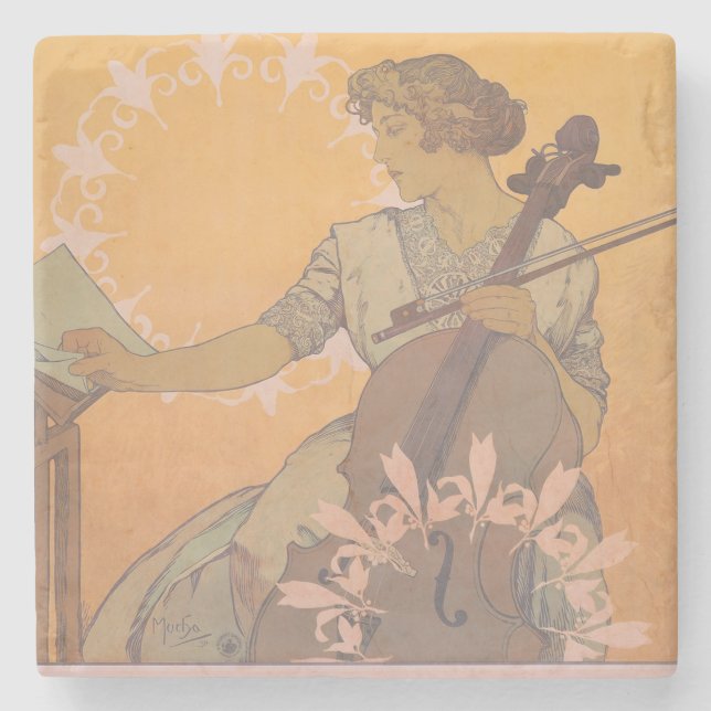Zdenka Cerny poster by Alphonse Mucha  Stone Coaster (Front)