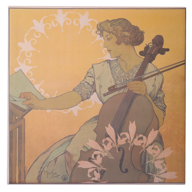 Zdenka Cerny poster by Alphonse Mucha  Tile (Front)