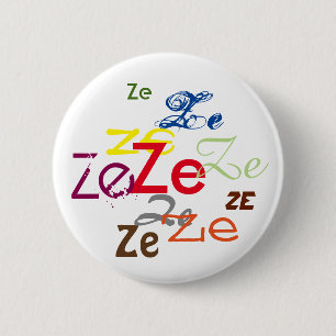 Ze/Custom Pronoun All Over 2 Inch Round Button