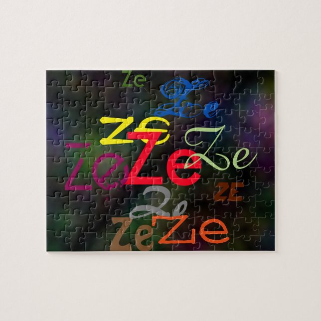 Ze or Custom Pronoun All Over Puzzle (Horizontal)