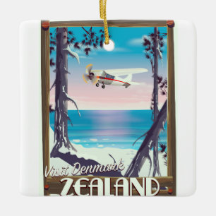 Zealand Denmark travel poster Ceramic Ornament