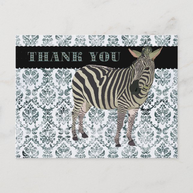 Zeb Thank You Damask  Postcard (Front)