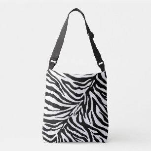 zebra 1 animal print in black and white crossbody bag