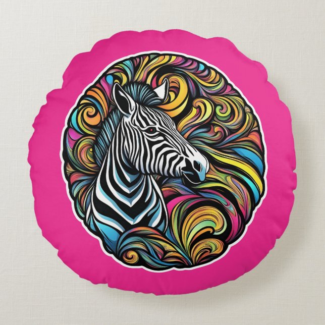 Zebra 1 round pillow (Front)
