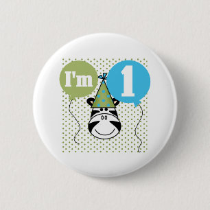 Zebra 1st Birthday 2 Inch Round Button