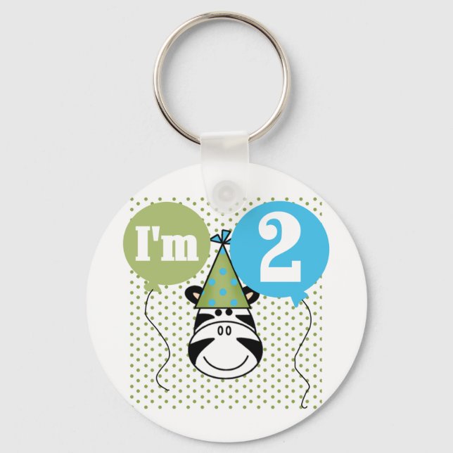 Zebra 2nd Birthday T-shirts and Gifts Keychain (Front)