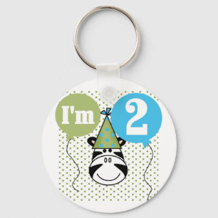 Zebra 2nd Birthday T-shirts and Gifts Keychain